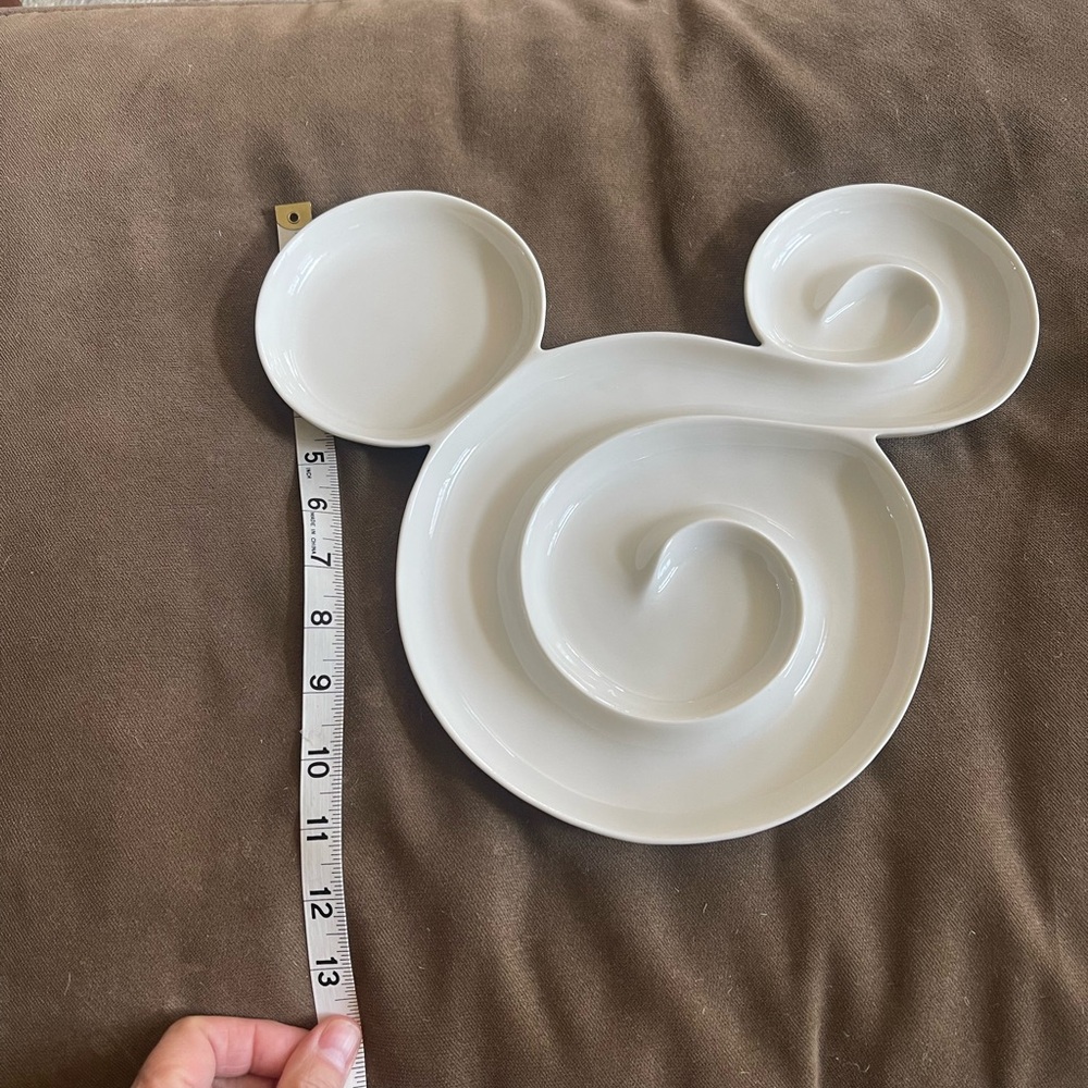 White Ceramic Mickey Mouse Disney Divided Serving Platter - Picture 6 of 6